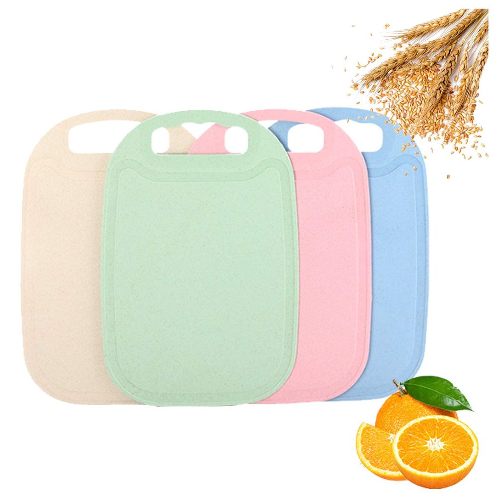 Gqavril12 Cutting Board Set, Dishwasher-Safe Plastic Cutting Boards with Stand, Large, for Fish, Vegetables and Fruit, 4 Pieces