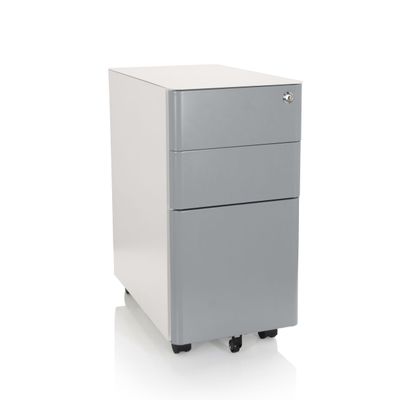 hjh OFFICE 743019 Color I Narrow Steel Mobile Filing Cabinet, White/Gray