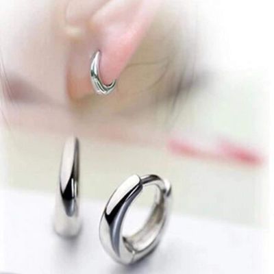 AQUALITYS 925 Sterling Silver Simple Thick Small Round Hoop Earrings for Women and Men