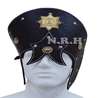 Medieval Leather LARP Face Mask Helmet, Black