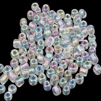 Perlin 4 mm Crystal AB Transparent Glass Seed Beads, Size 6/0, 1,100 Pieces