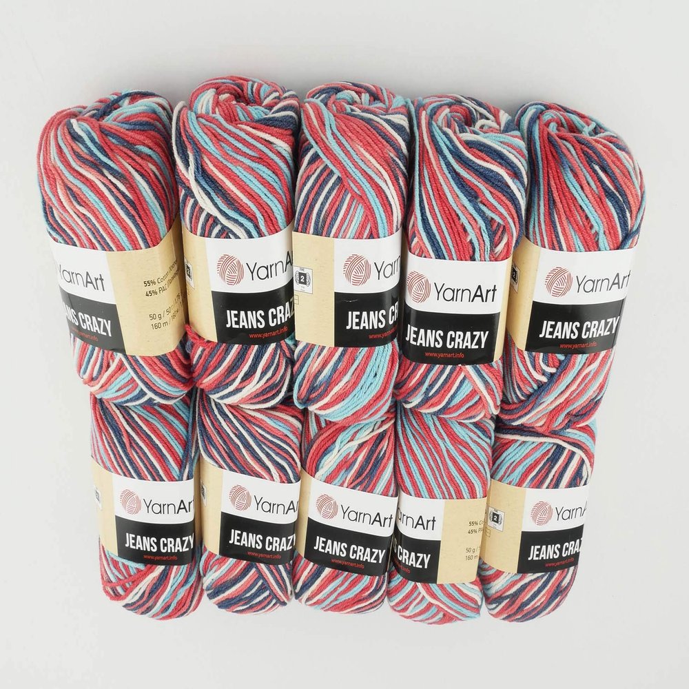 YarnArt Jeans Crazy 500 g Gradient Yarn, 55% Cotton, 10 x 50 g (7208)