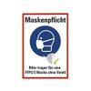 Sticker “Masks Required—Please Wear an FFP2/3 Mask Without a Valve” Sign, Film | Red/Blue, Similar to ISO 7010 | Size Selectable, Made in Germany, 40 × 60 cm view 2