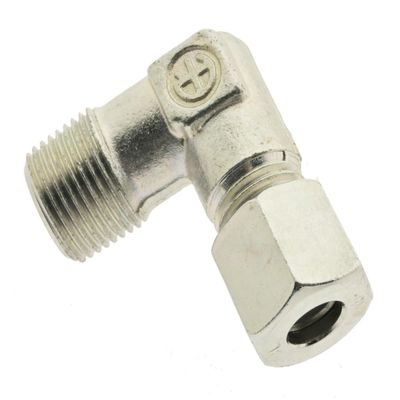 Elbow Cutting Ring Fitting 14 S-M 20 x 1.5 (Tapered), Zinc-Plated Steel 90° Screw-In Fitting, Heavy Series