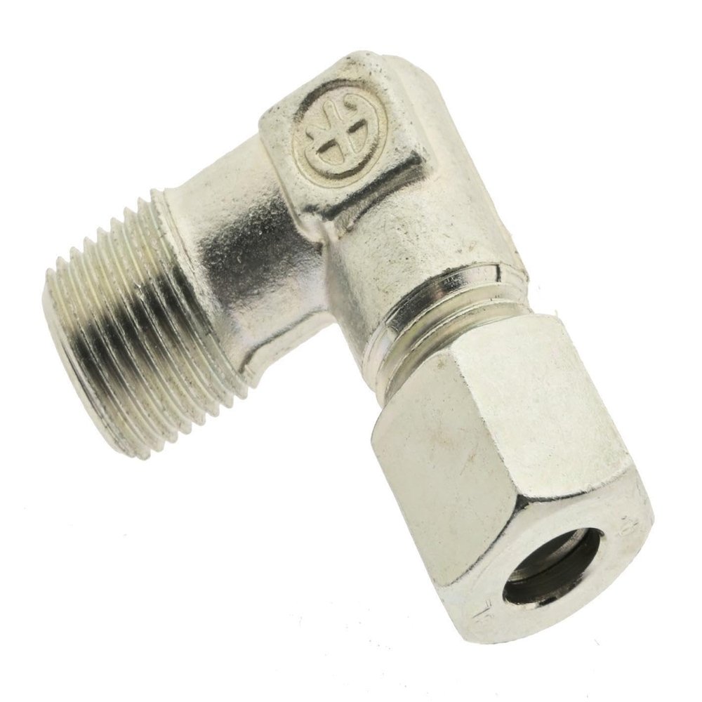 Elbow Cutting Ring Fitting 14 S-M 20 x 1.5 (Tapered), Zinc-Plated Steel 90° Screw-In Fitting, Heavy Series