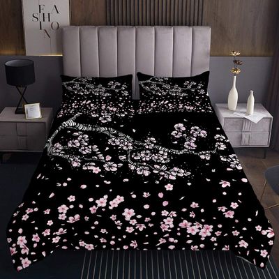 Tbrand Cherry Blossom Watercolor Pink Floral Printed Quilt Set, 170 x 210 cm