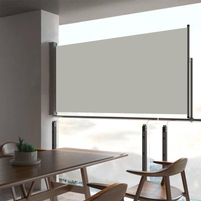 Tidyard Retractable Side Awning, UV- and Water-Resistant, Cream, 80 x 0–300 cm