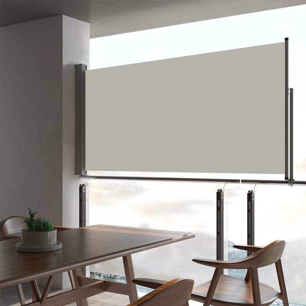 Tidyard Retractable Side Awning, UV- and Water-Resistant, Cream, 80 x 0–300 cm