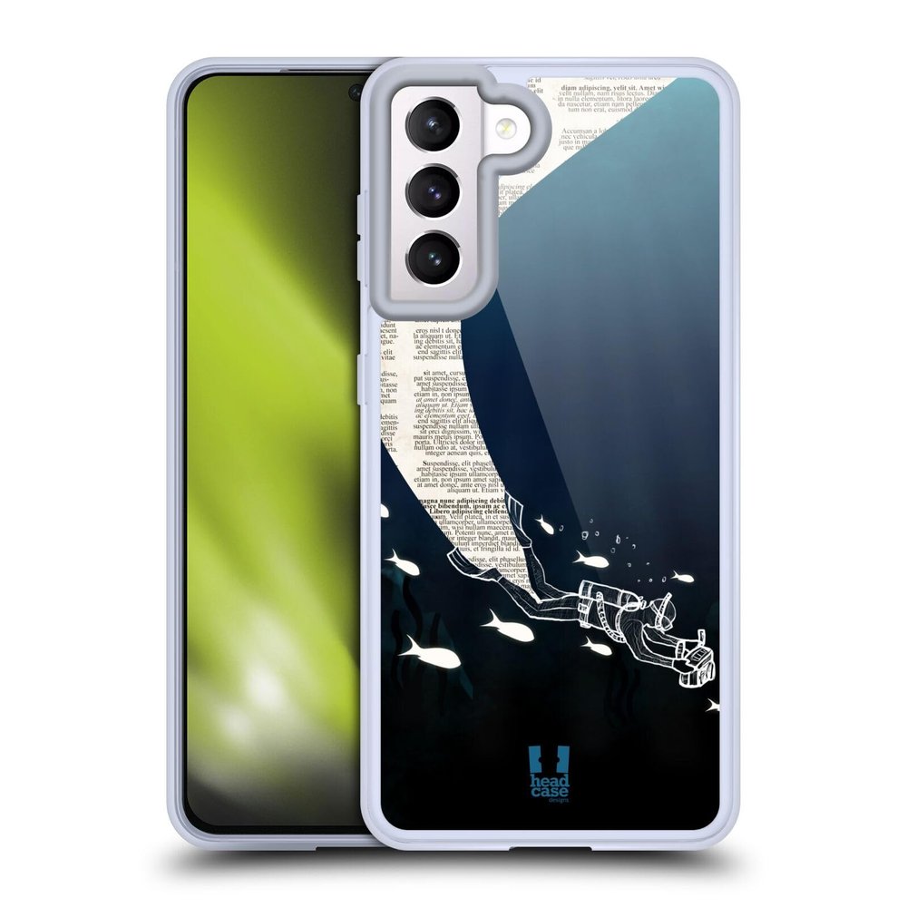 Head Case Designs Under the Water Book Page Illustrations Case for Samsung Galaxy S21 5G, Military-Grade Protection, MagSafe Compatible