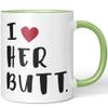 JUNIWORDS Mug, I Love Her Butt, Choose Color, Light Green view 1