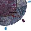 Indian Round Meditation Cushion Cover, Vintage Patchwork, Beige/Gray, 61 cm view 3