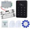 FTSTech 125 kHz RFID Access Control Kit with Keypad, Electric Drop Bolt Lock, Power Supply, Exit Button, 10 Fobs and 10 White Cards view 1