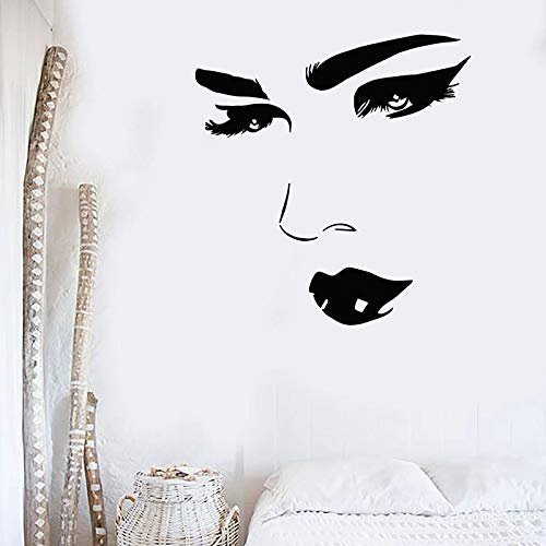 NSRJDSYT Beautiful Woman Abstract Face Wall Decal, Beauty Salon Makeup Room Bedroom Decor, 42 x 44 cm