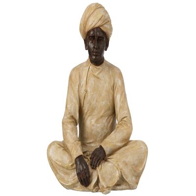 J-Line Seated Native American Figure, Resin, Beige/Brown