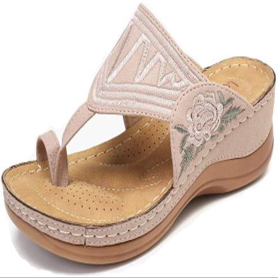 LONG-M Big Toe Correction Sandals, Orthopedic Thick-Soled, Pink, Size 35