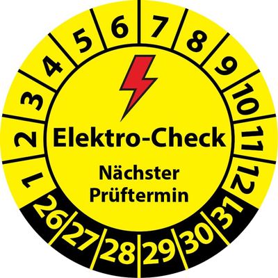 Electrical Inspection Sticker – Next Inspection Date, Vinyl, E-Check (25 mm, 100)