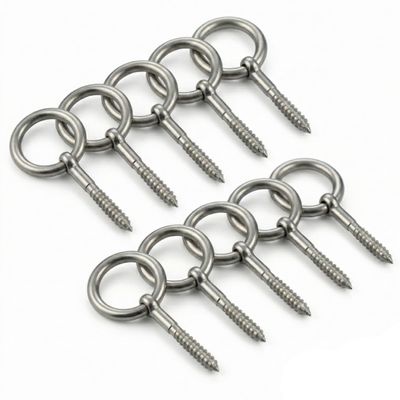 PROTECH Eye Screws with Wood Thread, 5 x 50 mm | Fixed Welded Ring | 10 pcs | A4 V4A Stainless Steel