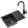 VBChome Black Composite Kitchen Sink with Faucet, 78 x 50 cm view 1