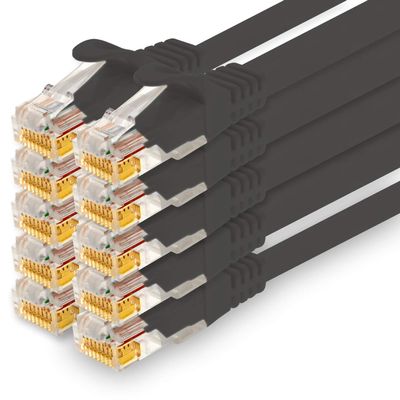 1CONN 0.5 m Cat 7 Ethernet LAN Patch Cable, Black, 10-Pack
