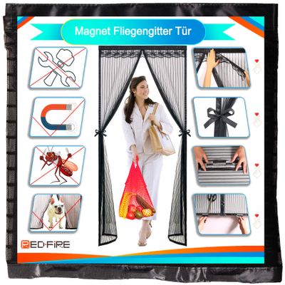 Redfire Magnetic Insect Screen Door, 85 x 250 cm, Black