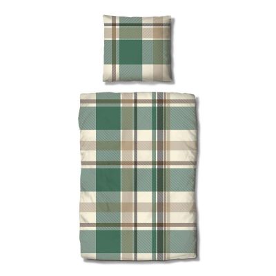 Traumschlaf Lech Green Fine Flannel Bedding Set, 160 x 210 cm + 65 x 100 cm