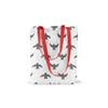 Le Jardin du Lin Printed Reusable Shopping Tote with Long Red Handles, Foldable, 34 x 40 cm view 1