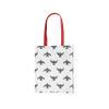 Le Jardin du Lin Printed Reusable Shopping Tote with Long Red Handles, Foldable, 34 x 40 cm view 2