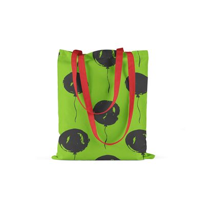Le Jardin du Lin Printed Cotton Tote Bag with Long Red Handles, Foldable, 34 x 40 cm