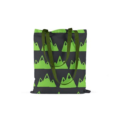 Le Jardin du Lin Printed Shopping Bag with Green Long Handles, Reusable and Foldable, 34 x 40 cm