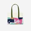 Le Jardin du Lin Printed Shopping Bag with Green Long Handles, Reusable, Foldable Fabric Bag, Size: 34 x 40 cm view 4