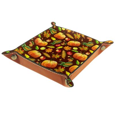 ZORE_FINE5 Foldable Leather Dice Tray, Square, 14.5 cm, Pumpkin