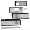 Vladon Lana V3 Wall Unit, 4 Wall-Mounted Cabinets, 10 Compartments, Made in Germany, Matte Black/Sand Gray High-Gloss view 1
