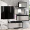 Vladon Lana V3 Wall Unit, 4 Wall-Mounted Cabinets, 10 Compartments, Made in Germany, Matte Black/Sand Gray High-Gloss view 2