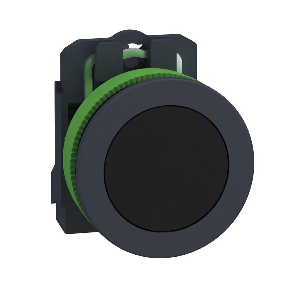 Schneider Electric Harmony XB5 Flush-Mount Push Button, Black/White, 30 mm, Spring Return, Unmarked, 1 NO