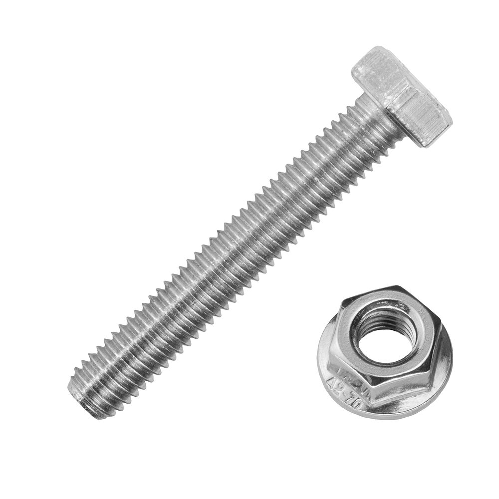 M5 x 12 mm Stainless Steel A2 Hex Screws with M5 Flange Nuts, 50-Piece Set