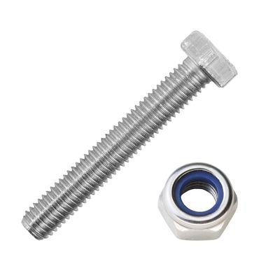 M10 x 65 mm Stainless Steel A2 Hex Bolts with M10 Lock Nuts, 5-Pack | DIN 933 & DIN 985