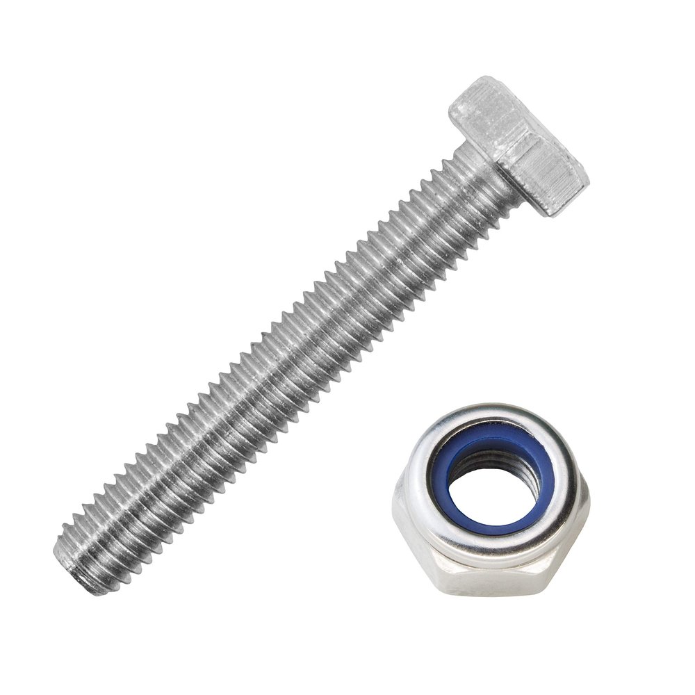 M10 x 65 mm Stainless Steel A2 Hex Bolts with M10 Lock Nuts, 5-Pack | DIN 933 & DIN 985