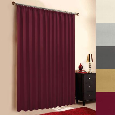 A-TEXTILE-24 Custom Blackout Curtain, XXL, Tab Top with Ruffle Tape, Bordeaux Red, 135 x 145 cm