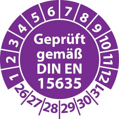 DIN EN 15635 Inspection Stickers, Vinyl, 20 mm, Violet, 500