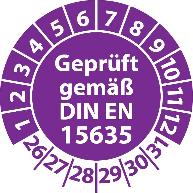 DIN EN 15635 Inspection Stickers, Vinyl, 20 mm, Violet, 500
