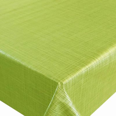 Green Linen-Look Oilcloth Tablecloth 110 x 100 cm, Rectangular, Washable