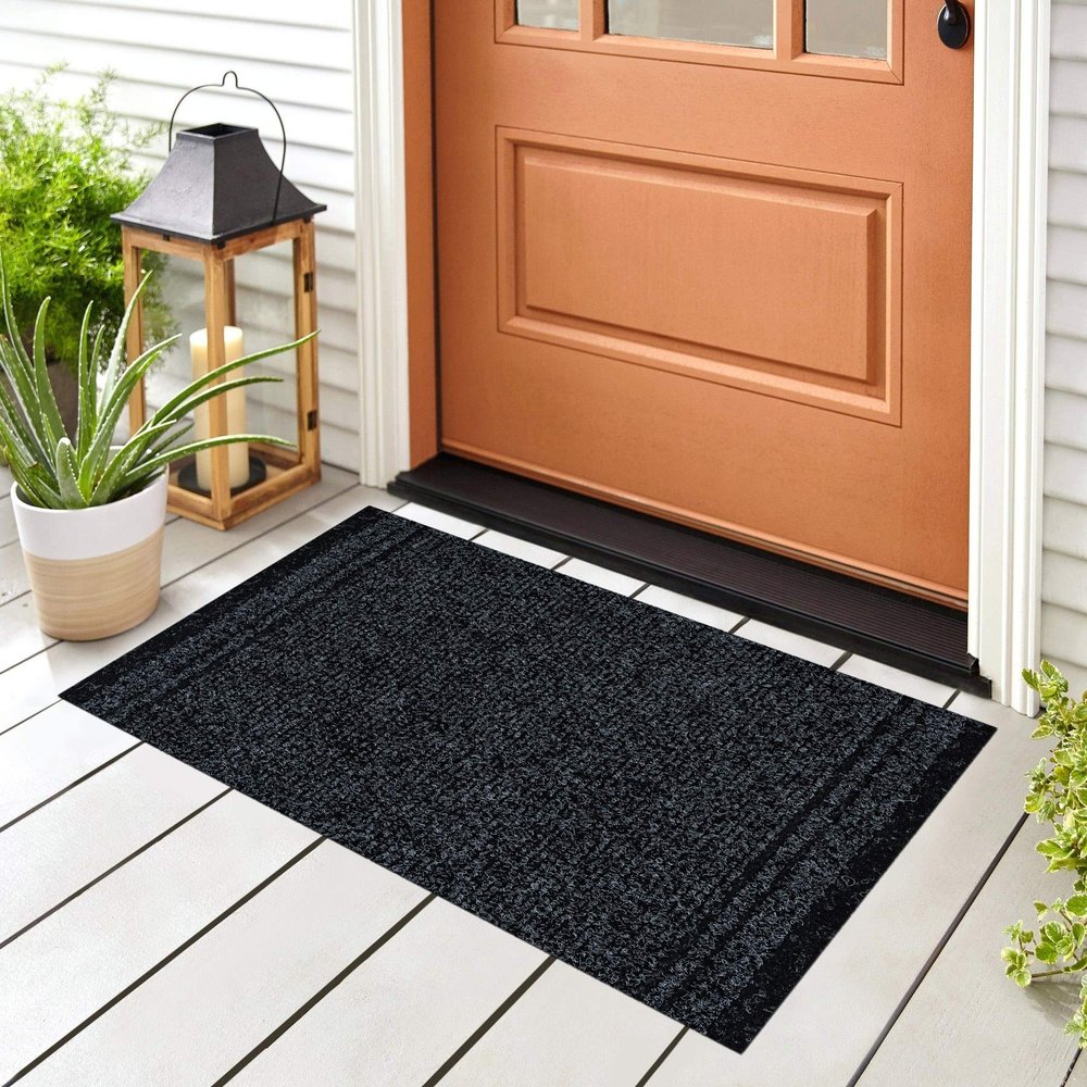 rugsx Malaga Doormat, Non-Slip, Indoor & Outdoor, Anthracite, 80 x 170 cm