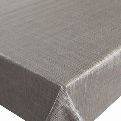 Beige and Silver Linen-Look Oilcloth Tablecloth, 100 x 190 cm, Rectangular