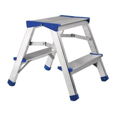 Folding Step Stool, 2 Steps, 390 mm Platform Height, Aluminum