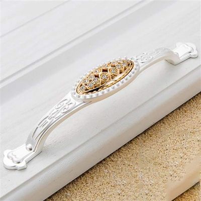 PYouo Cabinet Handles, 1 Pc, Champagne Gold, Diamond-Luxury Zinc Alloy Pull, K 806, 128 mm