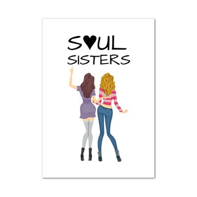 Hand-Drawn “Soulsisters” Greeting Card for Best Friend