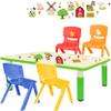 Children’s Table and Chair Set, Farm Animals, Green, Height-Adjustable view 1