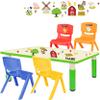 Children’s Table and Chair Set, Farm Animals, Green, Height-Adjustable view 3