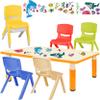 Children’s Table and Chair Set, 7-Piece, Orange with Fish & Dolphin Motifs view 1