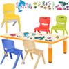 Children’s Table and Chair Set, 7-Piece, Orange with Fish & Dolphin Motifs view 3